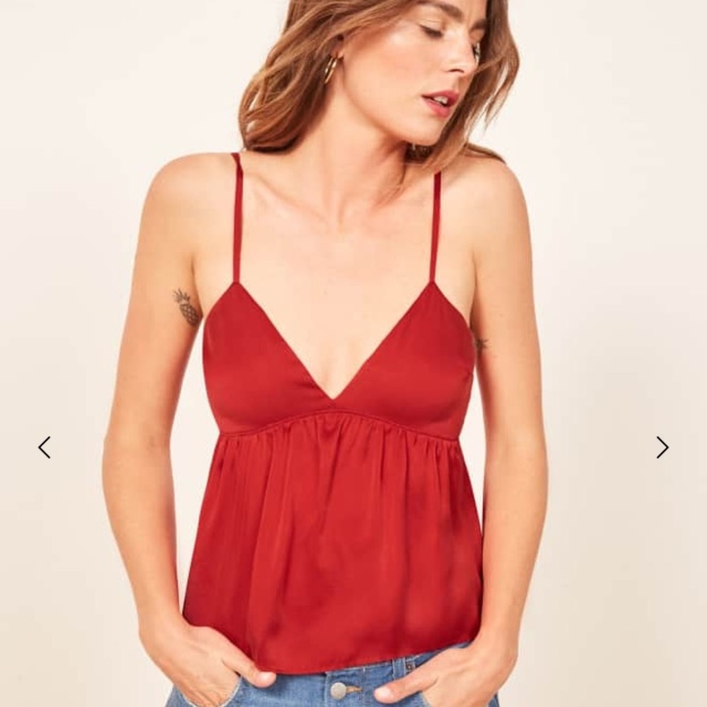 Reformation Perla Tank Top in Lipstick Red